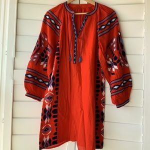 Red Dress with Geometric Design